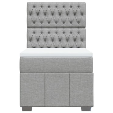 vidaXL Κρεβάτι Boxspring με Στρώμα Ανοιχτό Γκρι 100x200 εκ. Υφασμάτινο
