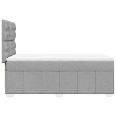 vidaXL Κρεβάτι Boxspring με Στρώμα Ανοιχτό Γκρι 100x200 εκ. Υφασμάτινο