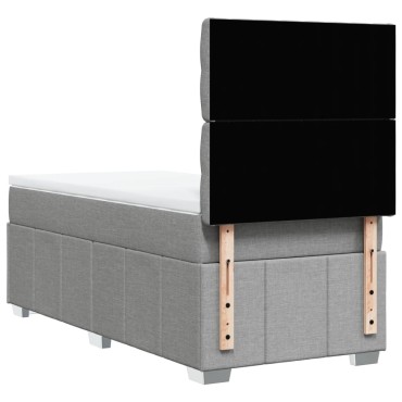 vidaXL Κρεβάτι Boxspring με Στρώμα Ανοιχτό Γκρι 100x200 εκ. Υφασμάτινο