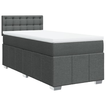 vidaXL Κρεβάτι Boxspring με Στρώμα Σκούρο Γκρι 90x200 εκ. Υφασμάτινο