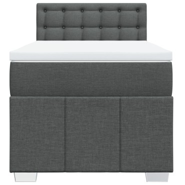 vidaXL Κρεβάτι Boxspring με Στρώμα Σκούρο Γκρι 90x200 εκ. Υφασμάτινο