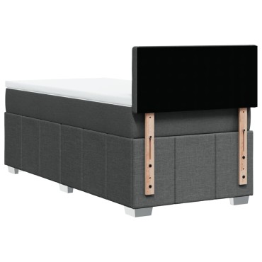 vidaXL Κρεβάτι Boxspring με Στρώμα Σκούρο Γκρι 90x200 εκ. Υφασμάτινο