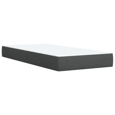 vidaXL Κρεβάτι Boxspring με Στρώμα Σκούρο Γκρι 90x200 εκ. Υφασμάτινο