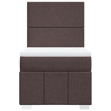 vidaXL Κρεβάτι Boxspring με Στρώμα Σκούρο Καφέ 90x190 εκ. Υφασμάτινο