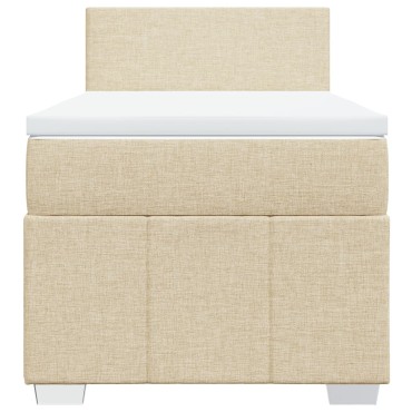 vidaXL Κρεβάτι Boxspring με Στρώμα Κρεμ 90x190 εκ.Υφασμάτινο