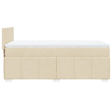 vidaXL Κρεβάτι Boxspring με Στρώμα Κρεμ 90x190 εκ.Υφασμάτινο
