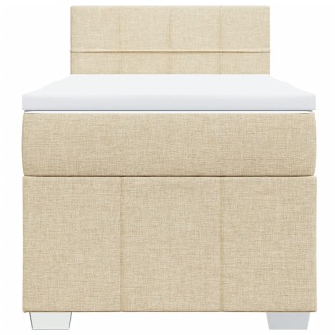 vidaXL Κρεβάτι Boxspring με Στρώμα Κρεμ 90x190 εκ.Υφασμάτινο