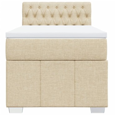 vidaXL Κρεβάτι Boxspring με Στρώμα Κρεμ 90x190 εκ.Υφασμάτινο