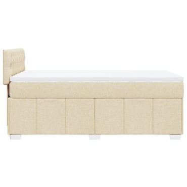 vidaXL Κρεβάτι Boxspring με Στρώμα Κρεμ 90x190 εκ.Υφασμάτινο