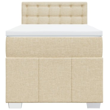 vidaXL Κρεβάτι Boxspring με Στρώμα Κρεμ 90x190 εκ.Υφασμάτινο