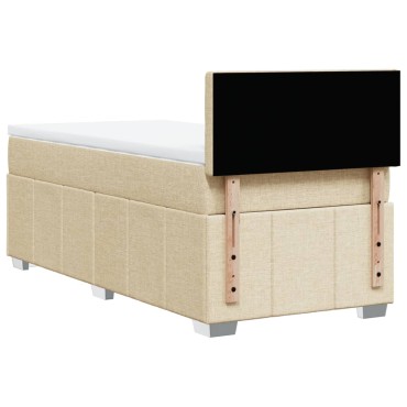 vidaXL Κρεβάτι Boxspring με Στρώμα Κρεμ 90x190 εκ.Υφασμάτινο