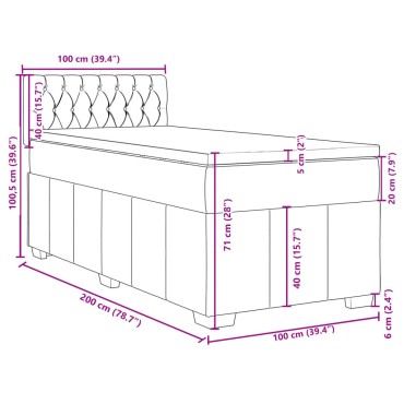 vidaXL Κρεβάτι Boxspring με Στρώμα Σκούρο Καφέ 100x200 εκ. Υφασμάτινο