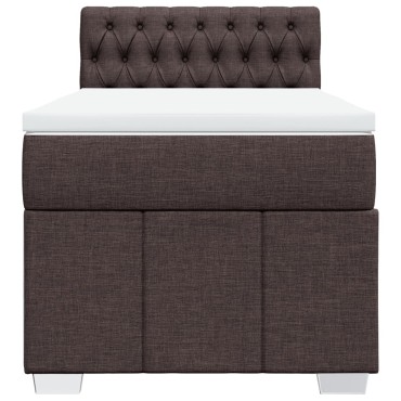 vidaXL Κρεβάτι Boxspring με Στρώμα Σκούρο Καφέ 100x200 εκ. Υφασμάτινο