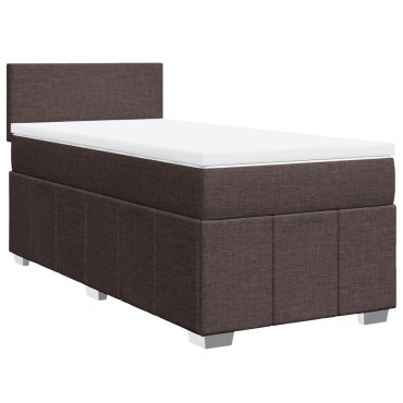 vidaXL Κρεβάτι Boxspring με Στρώμα Σκούρο Καφέ 100x200 εκ. Υφασμάτινο