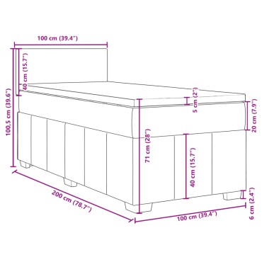 vidaXL Κρεβάτι Boxspring με Στρώμα Σκούρο Καφέ 100x200 εκ. Υφασμάτινο