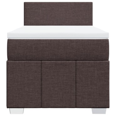 vidaXL Κρεβάτι Boxspring με Στρώμα Σκούρο Καφέ 100x200 εκ. Υφασμάτινο