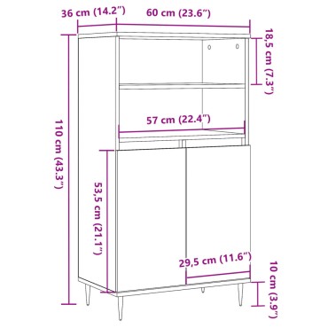 vidaXL Ντουλάπι Όψη Παλαιού Ξύλου 60x36x110cm από Επεξεργασμένο Ξύλο 1 τεμ.