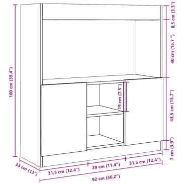 vidaXL Ντουλάπι Καφέ Δρυς 92x33x100cm από Επεξεργασμένο Ξύλο 1 τεμ.