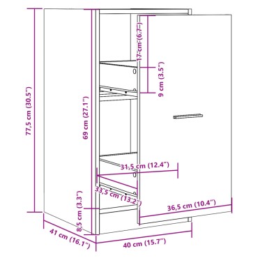 vidaXL Συρταριέρα Γενικής Χρήσης Λευκή 40x41x77,5cm Επεξ. Ξύλο 1 τεμ.