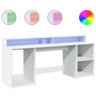 vidaXL Γραφείο με LED Λευκό 200x55x91cm από Επεξεργασμένο Ξύλο 1 τεμ.