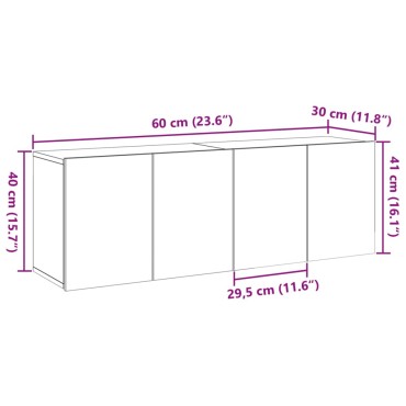 vidaXL Ντουλάπια Τοίχου Τηλεόρασης 2 τεμ. Artisian Δρυς 60x30x41cm