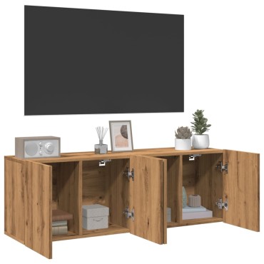 vidaXL Ντουλάπια Τοίχου Τηλεόρασης 2 τεμ. Artisian Δρυς 60x30x41cm