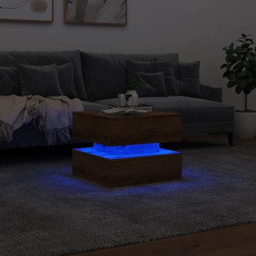vidaXL Τραπεζάκι Σαλονιού με LED Αρτισιανή Δρυς 50x50x40cm 1 τεμ.