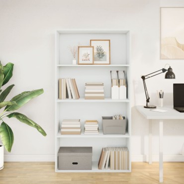 vidaXL Βιβλιοθήκη Λευκή 80x30x152cm από Επεξεργασμένο Ξύλο 1 τεμ.