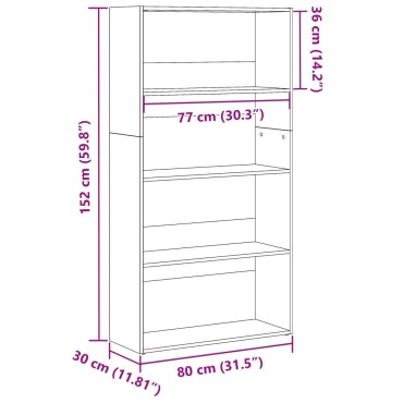 vidaXL Βιβλιοθήκη Sonoma Δρυς 80x30x152cm από Επεξεργασμένο Ξύλο 1 τεμ.