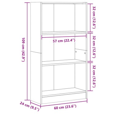 vidaXL Βιβλιοθήκη Sonoma Δρυς 60x24x109cm από Επεξεργασμένο Ξύλο 1 τεμ.