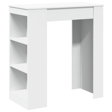 vidaXL Τραπέζι Μπαρ με Ράφια Λευκό 95x47x103,5cm Επεξεργ. Ξύλο 1 τεμ.