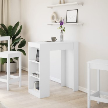 vidaXL Τραπέζι Μπαρ με Ράφια Λευκό 95x47x103,5cm Επεξεργ. Ξύλο 1 τεμ.