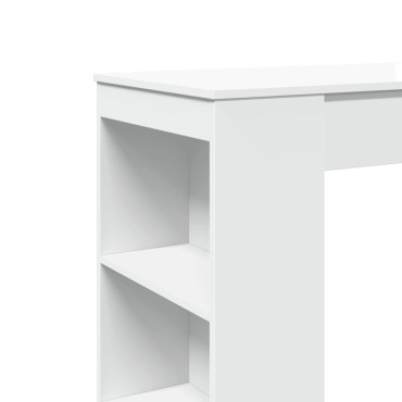 vidaXL Τραπέζι Μπαρ με Ράφια Λευκό 95x47x103,5cm Επεξεργ. Ξύλο 1 τεμ.