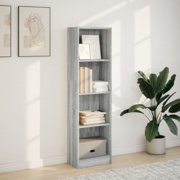 vidaXL Βιβλιοθήκη Γκρι Sonoma 40x24x143cm από Επεξεργ. Ξύλο 1 τεμ.