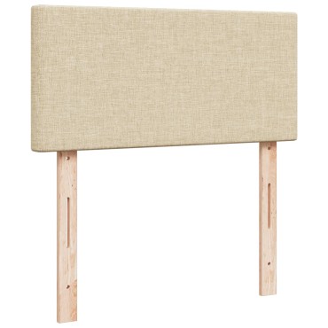 vidaXL Κρεβάτι Boxspring με Στρώμα Κρεμ 90x190 εκ.Υφασμάτινο