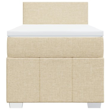 vidaXL Κρεβάτι Boxspring με Στρώμα Κρεμ 90x190 εκ.Υφασμάτινο