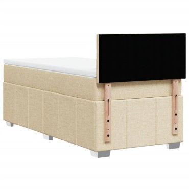 vidaXL Κρεβάτι Boxspring με Στρώμα Κρεμ 90x190 εκ.Υφασμάτινο