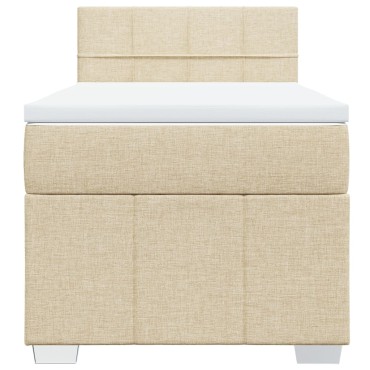 vidaXL Κρεβάτι Boxspring με Στρώμα Κρεμ 90x190 εκ.Υφασμάτινο