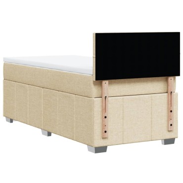 vidaXL Κρεβάτι Boxspring με Στρώμα Κρεμ 90x190 εκ.Υφασμάτινο