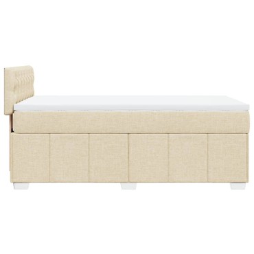 vidaXL Κρεβάτι Boxspring με Στρώμα Κρεμ 90x190 εκ.Υφασμάτινο