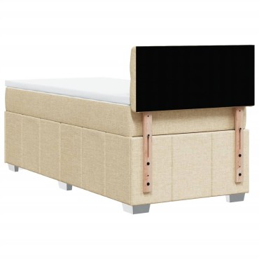 vidaXL Κρεβάτι Boxspring με Στρώμα Κρεμ 90x190 εκ.Υφασμάτινο