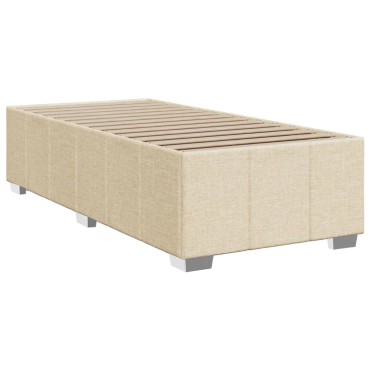 vidaXL Κρεβάτι Boxspring με Στρώμα Κρεμ 90x190 εκ.Υφασμάτινο