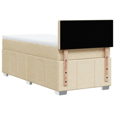 vidaXL Κρεβάτι Boxspring με Στρώμα Κρεμ 90x190 εκ.Υφασμάτινο