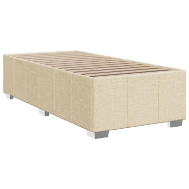 vidaXL Κρεβάτι Boxspring με Στρώμα Κρεμ 90x190 εκ.Υφασμάτινο
