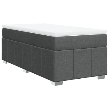 vidaXL Κρεβάτι Boxspring με Στρώμα Σκούρο Γκρι 90x190 εκ. Υφασμάτινο