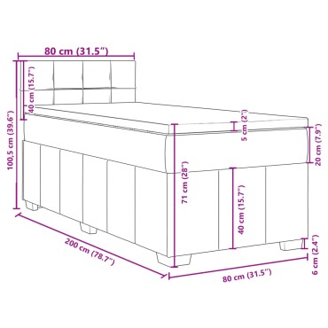 vidaXL Κρεβάτι Boxspring με Στρώμα Σκούρο Γκρι 80x200 εκ. Υφασμάτινο
