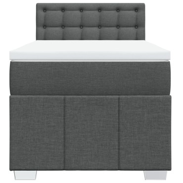 vidaXL Κρεβάτι Boxspring με Στρώμα Σκούρο Γκρι 90x200 εκ. Υφασμάτινο