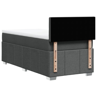 vidaXL Κρεβάτι Boxspring με Στρώμα Σκούρο Γκρι 90x200 εκ. Υφασμάτινο