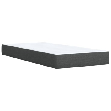 vidaXL Κρεβάτι Boxspring με Στρώμα Σκούρο Γκρι 90x200 εκ. Υφασμάτινο