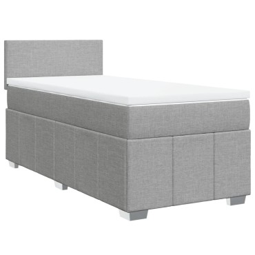 vidaXL Κρεβάτι Boxspring με Στρώμα Ανοιχτό Γκρι 100x200 εκ. Υφασμάτινο